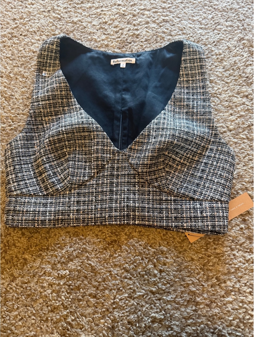 Reformation Tweed Crop Top Size 2